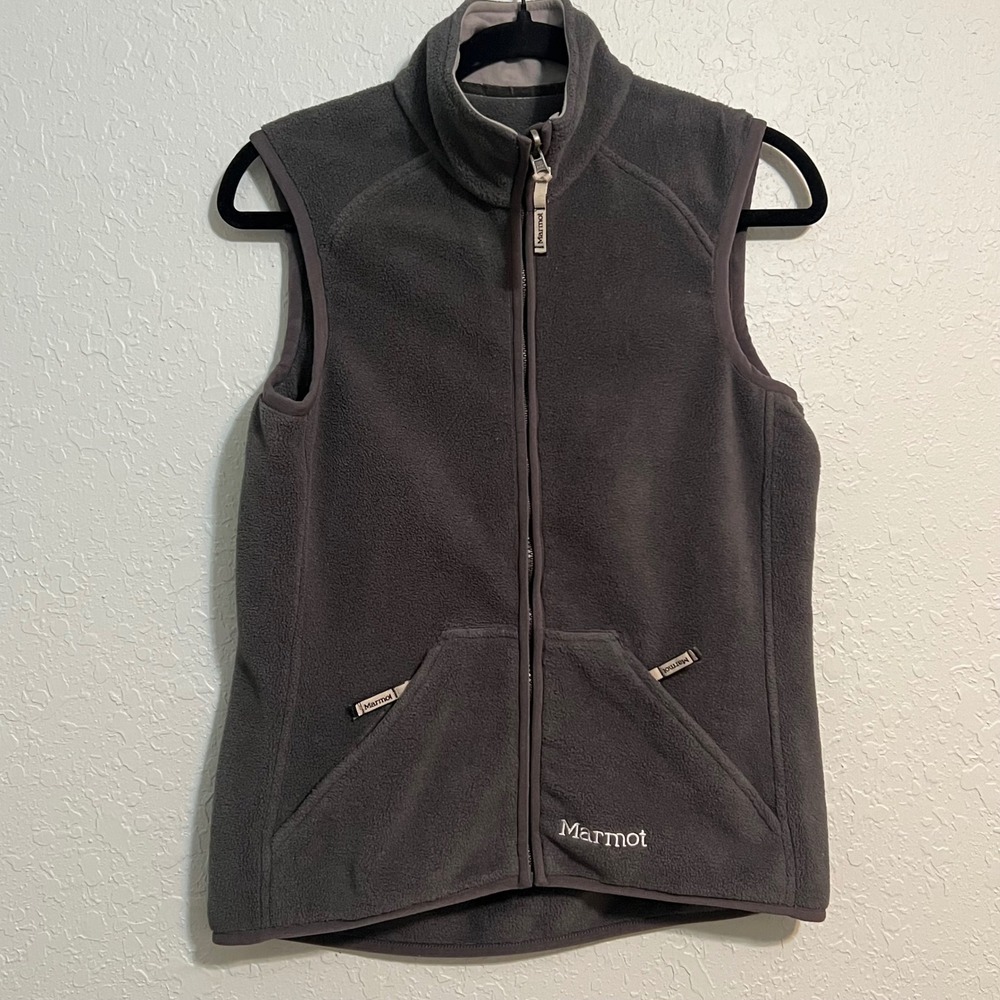 Marmot Fleece Vest Full Zip Womens Gorpcore Outdoor Layering Small Gray Granola